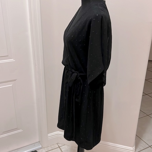 Express Metallic Clip Dot Kimono Sleeve Wrap Dress X Small - Picture 7 of 8
